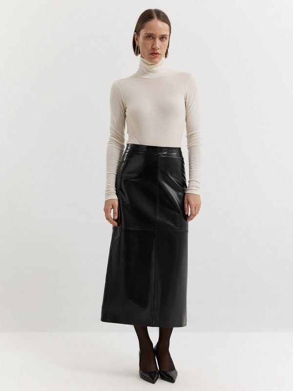 Patent leather midi skirt 905160140-167