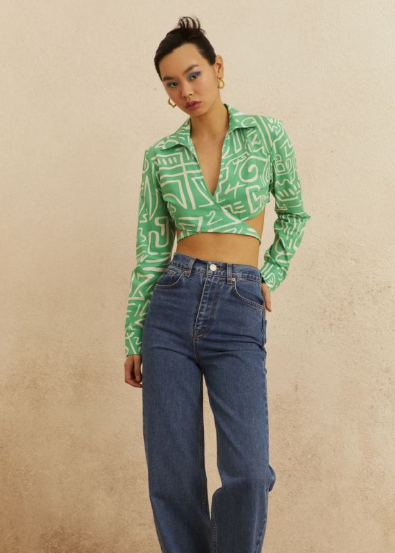 Crop Shirt with Ties