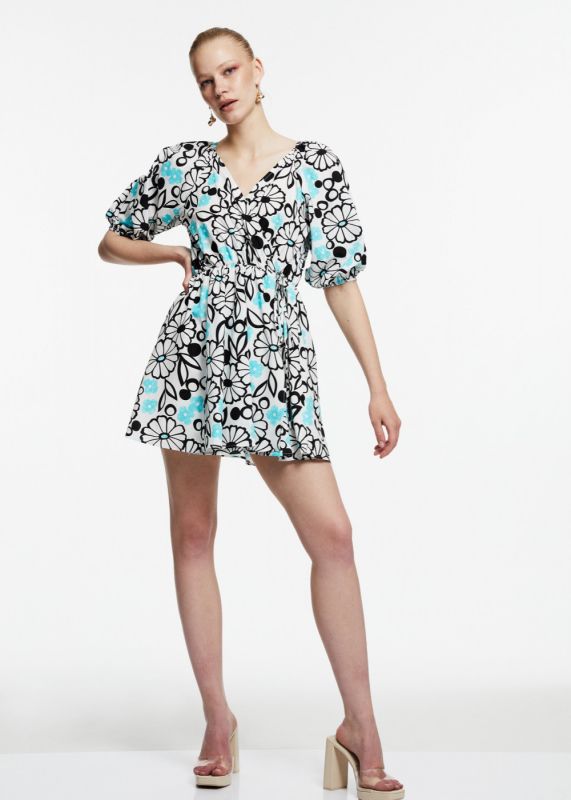 Patterned Poplin Dress