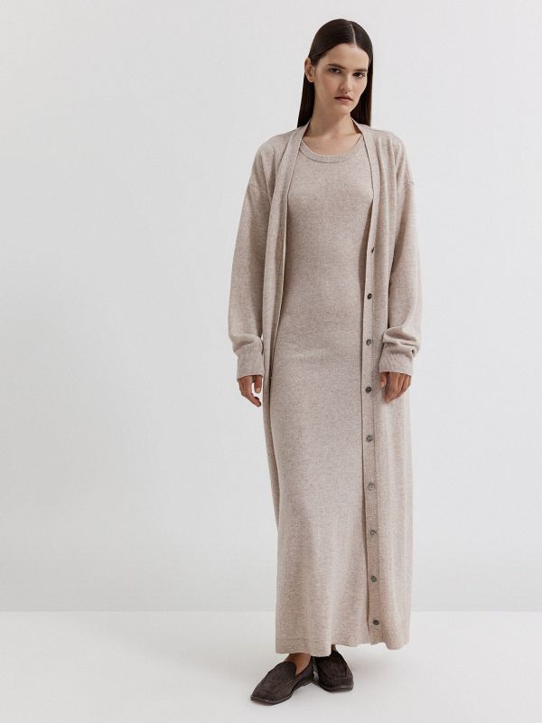 Maxi dress in wool with cashmere 410070383-191