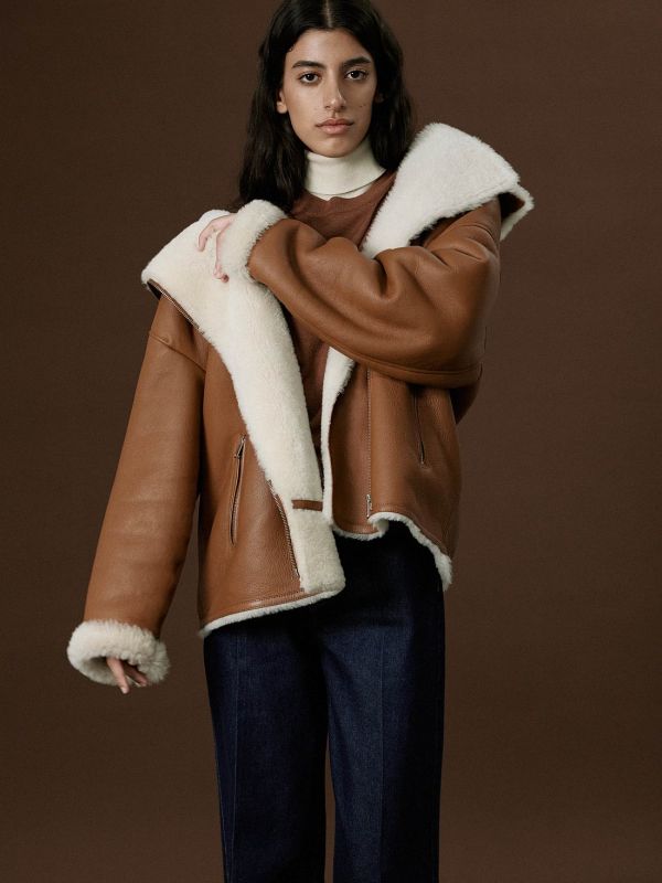 Oversize sheepskin sheepskin coat 901530097-173