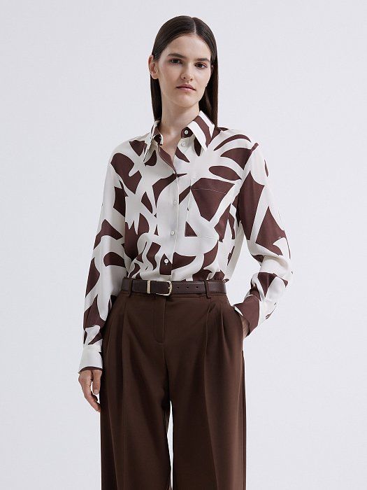 Silk blouse with pocket 601190284-893