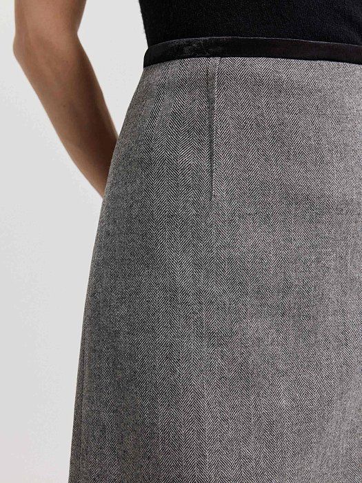 Herringbone wool trapeze skirt 431660148-291