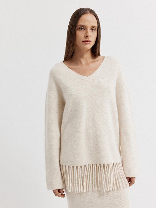 Wool pullover with fringe 436020268-248