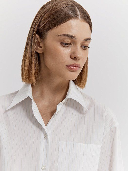 Thin striped over-size shirt 328990299-185