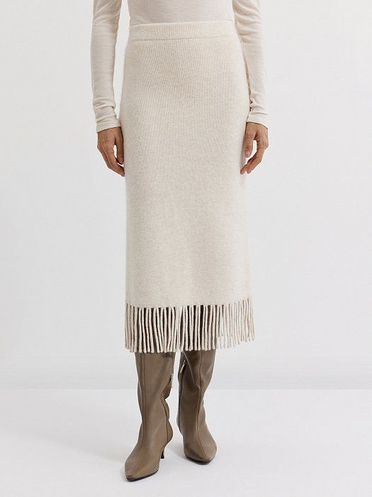 Wool skirt with fringe 436060200-248