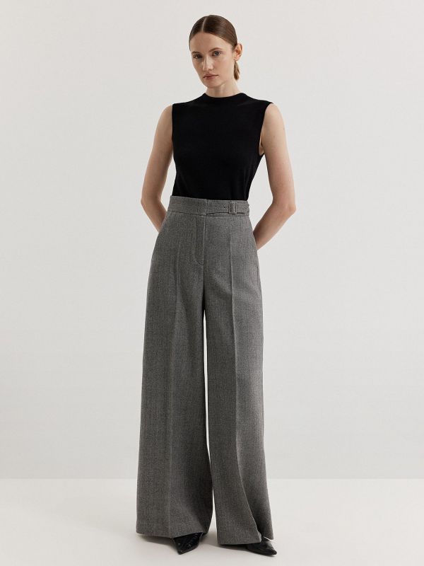 Herringbone wool palazzo pants 431650272-291