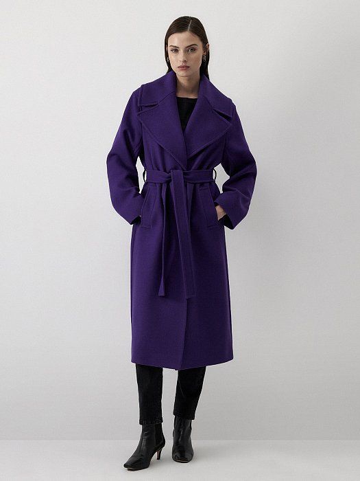 Wool coat with belt 418430051-154