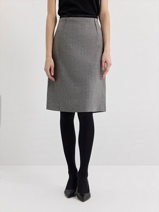 Herringbone wool trapeze skirt 431660148-291