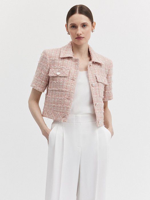 Short sleeved tweed jacket 427640197-780