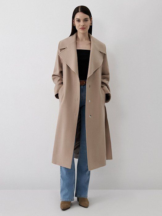 Woolen coat with belt 418430051-191