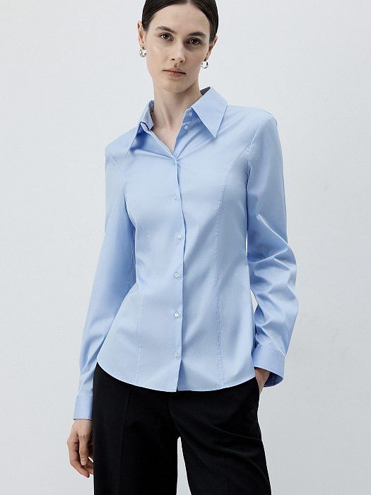 Blouse with detachable collar 323690192-006