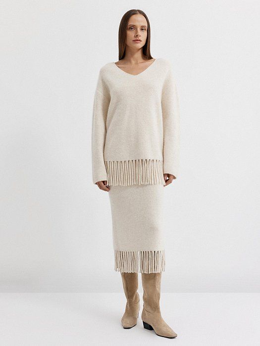 Wool pullover with fringe 436020268-248