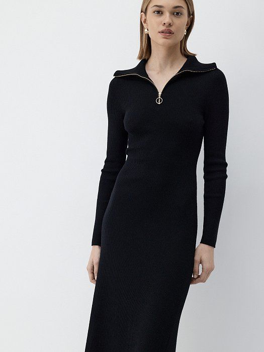 Knitted dress with zipper collar 404970215-167