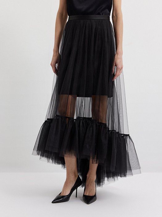 Flared maxi skirt made of tulle 183260165-167