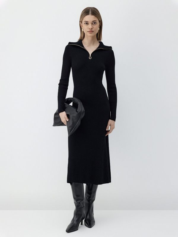 Knitted dress with zipper collar 404970215-167