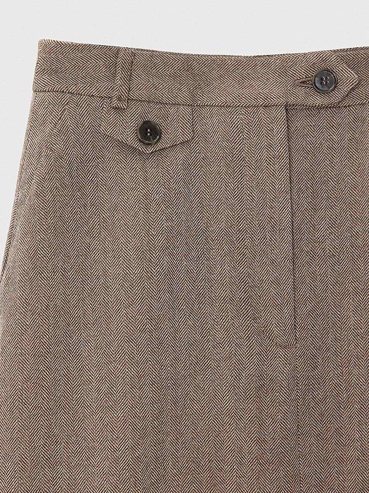 Straight herringbone wool skirt 424260082-734