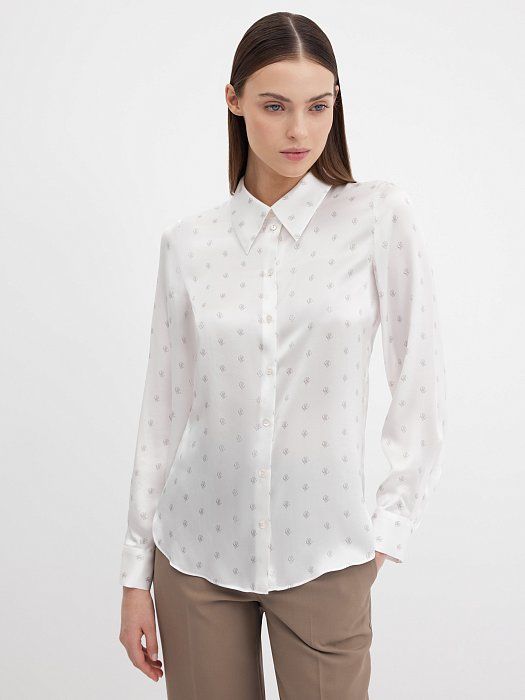 Silk blouse with logos 60349042M-181