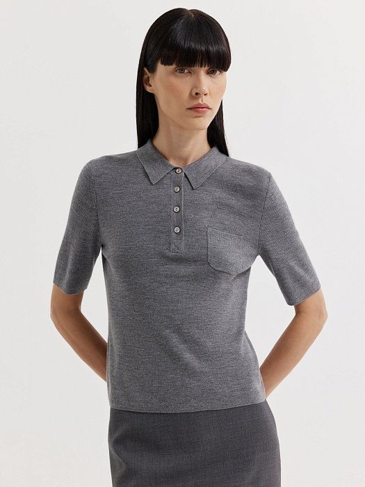 Wool polo with pocket 417220266-103