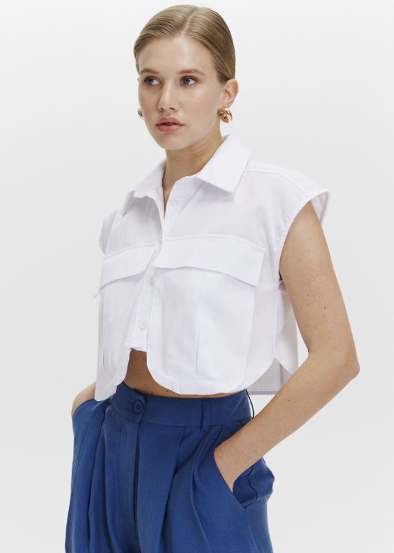 Crop Shirt with Big Pocket Detail