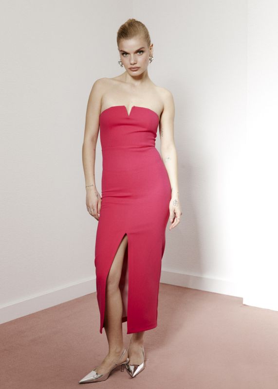 Strapless Midi Length Pencil Dress