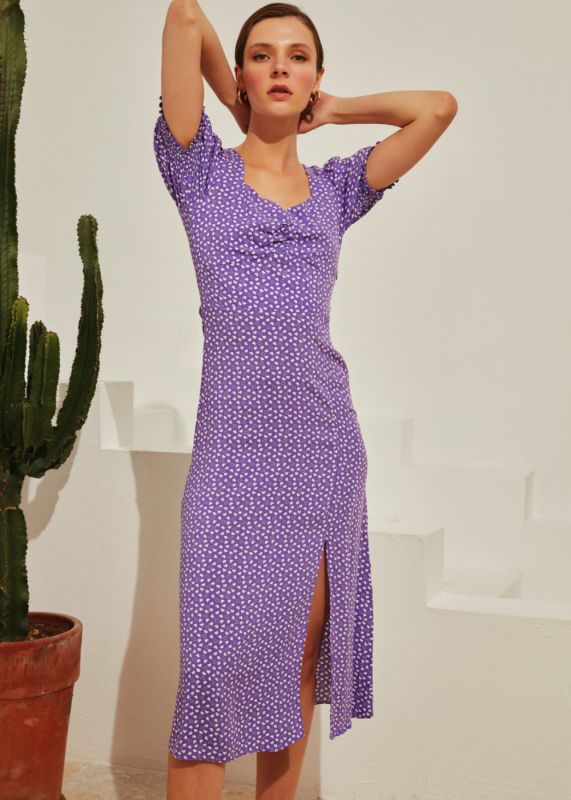 Heart Patterned Midi Length Dress