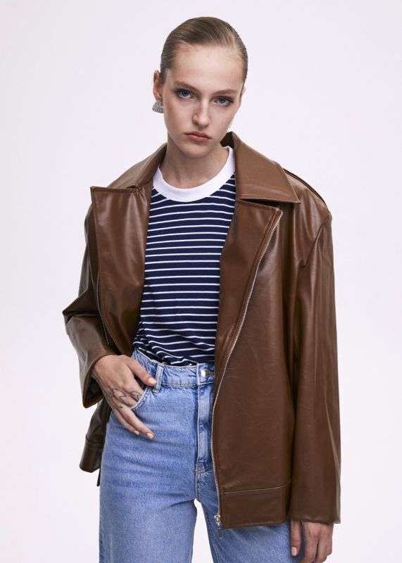 Faux Leather Oversize Jacket