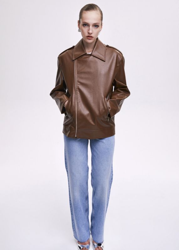 Faux Leather Oversize Jacket