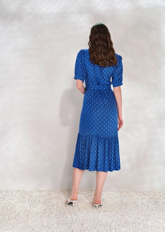 Anchor Patterned Midi Length Dress