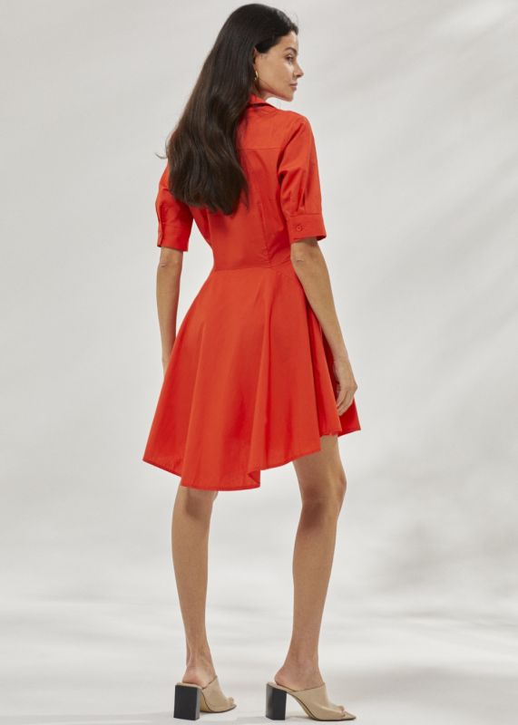 Short Poplin Dress with Flounce