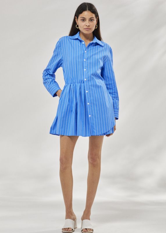 Striped Asymmetric Shirt Dress