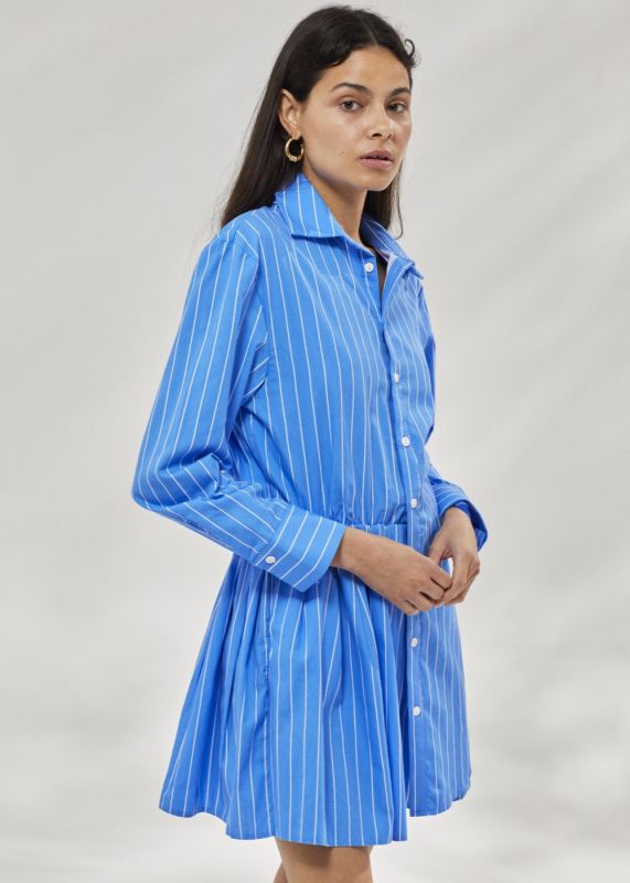 Striped Asymmetric Shirt Dress