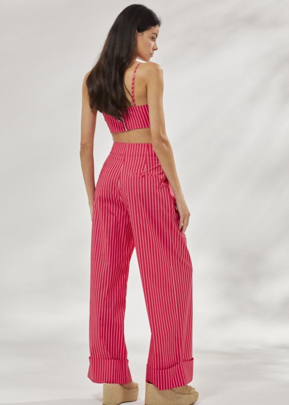 Striped Tie-Up Crop - Striped Pants