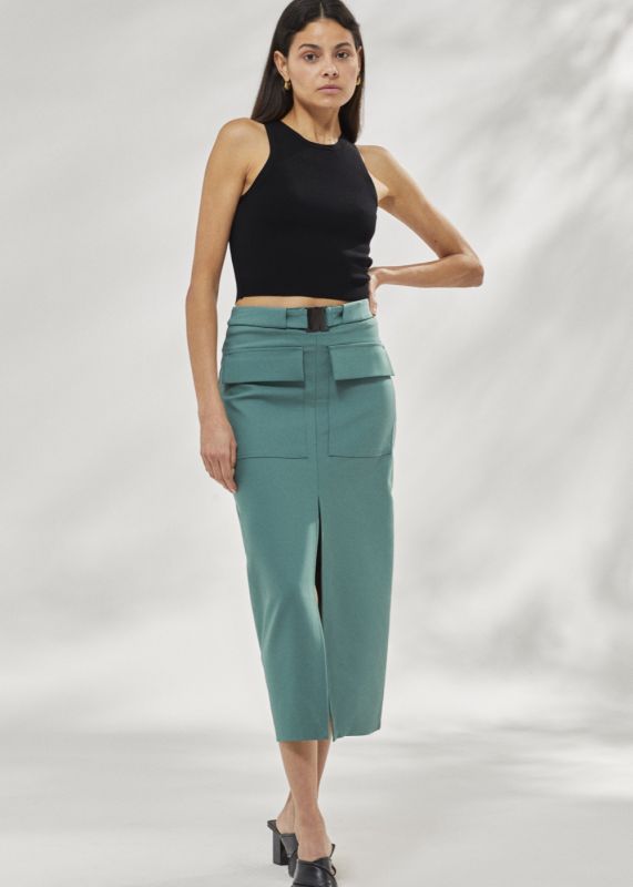 Midi Length Skirt with Pocket Detail