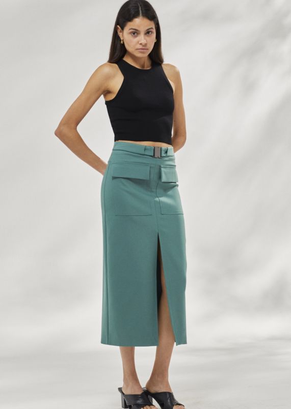 Midi Length Skirt with Pocket Detail