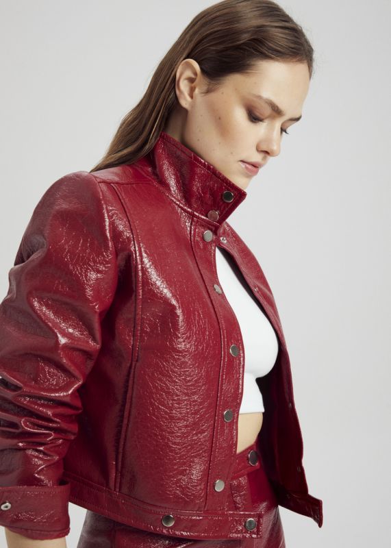 Patent Leather Jacket-Rugan Mini Skirt