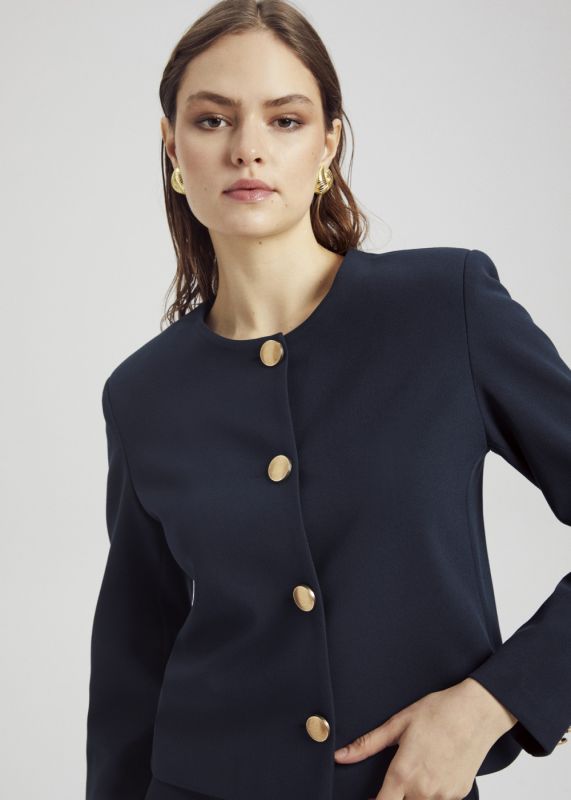 Crop Jacket with Button Detail