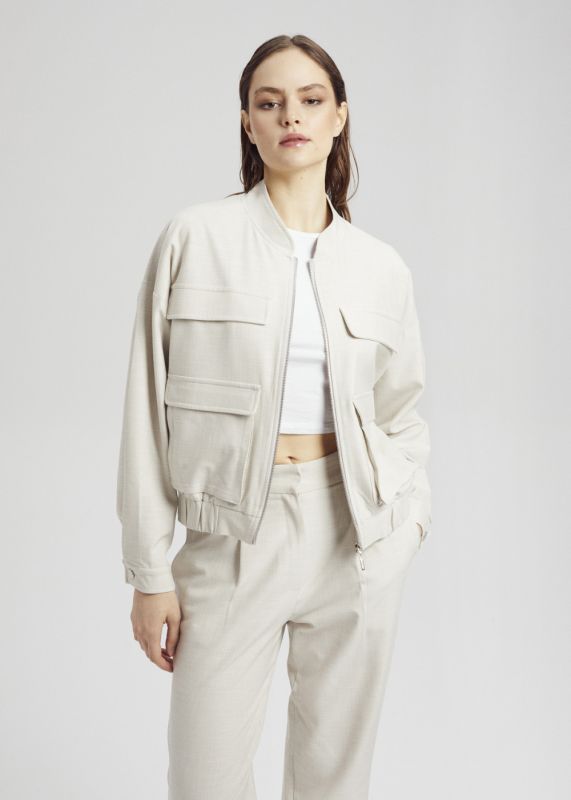 Bomber Jacket with Pockets - Cuffed Trousers