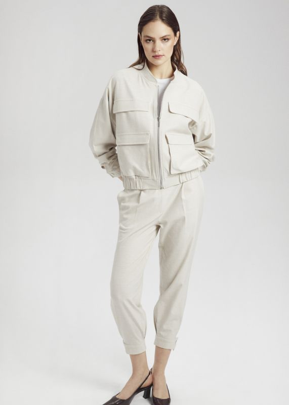 Bomber Jacket with Pockets - Cuffed Trousers