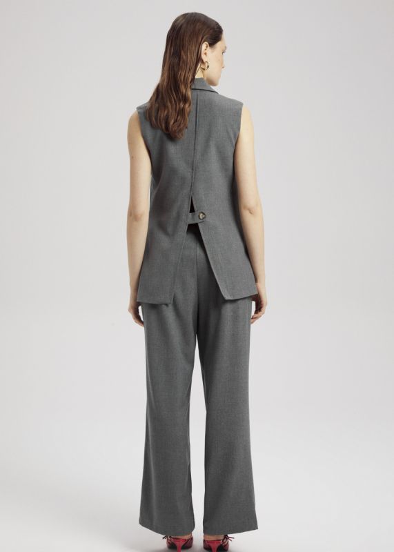 Vest-Palazzo Pants with Back Slit Detail