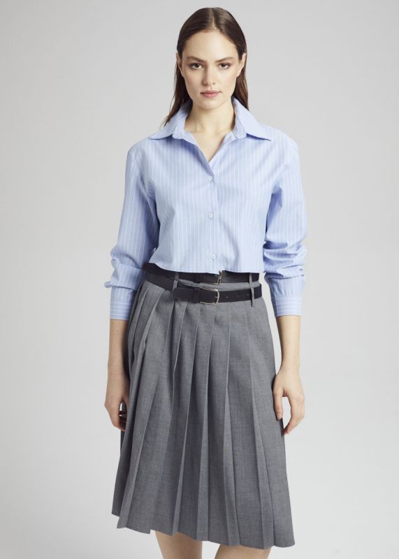 Pleated Midi Skirt with Belt Detail