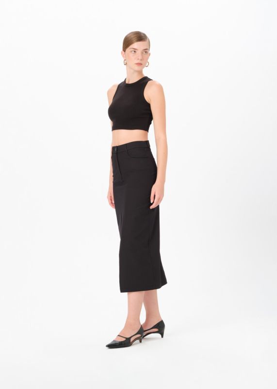 FRONT SLIT MIDI SKIRT