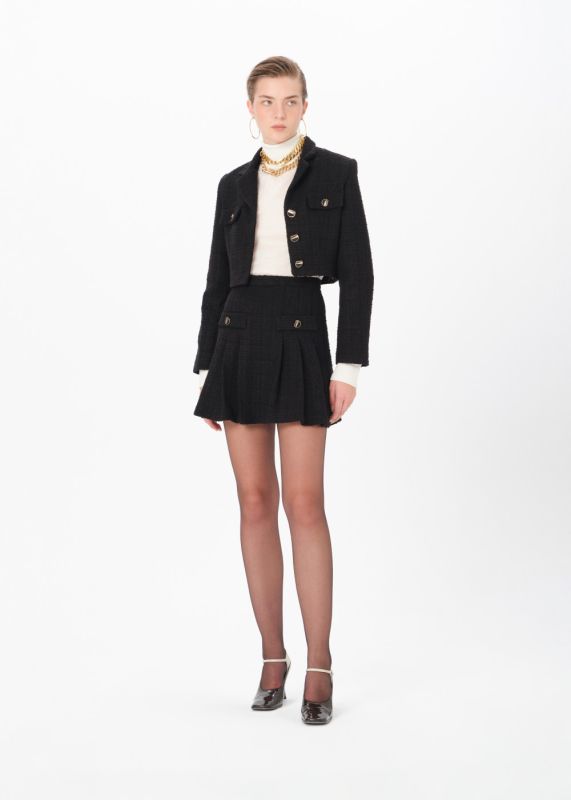 CHANEL CROP JACKET-BUTTON DETAIL MINI SKIRT