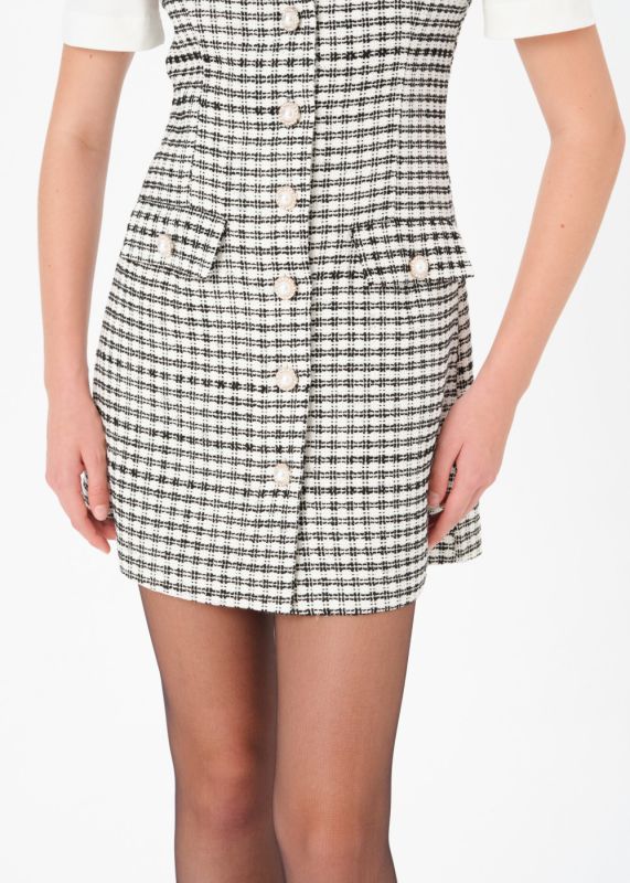 BUTTONED TWEED DRESS