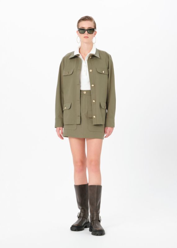 JACKET SHIRT-POCKET MINI SKIRT WITH BUTTON DETAIL