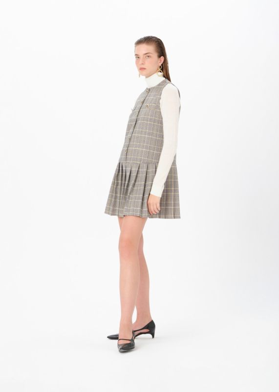 PLAID PLEATED DRESS