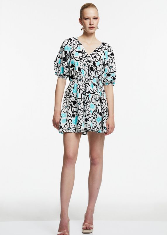 Patterned Poplin Dress