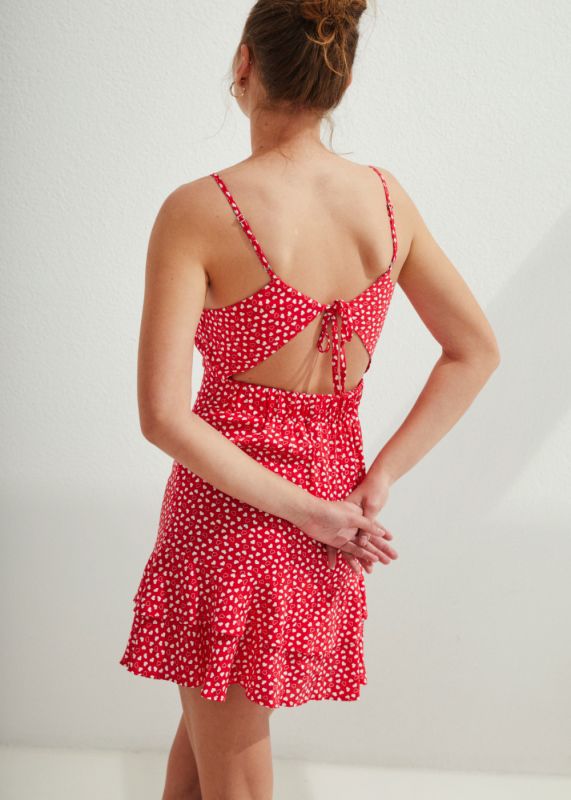 Heart Patterned Draped Mini Dress