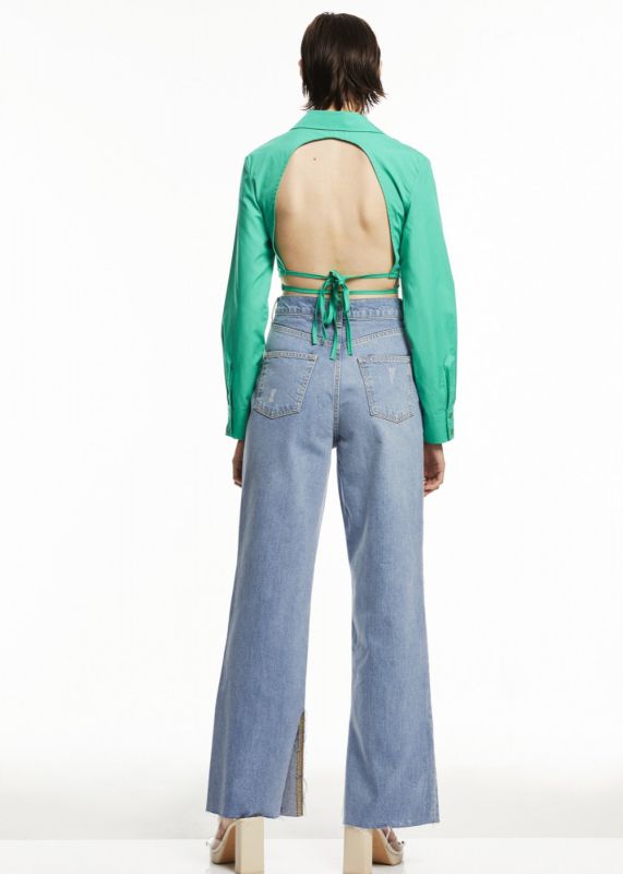 Backless Crop Shirt