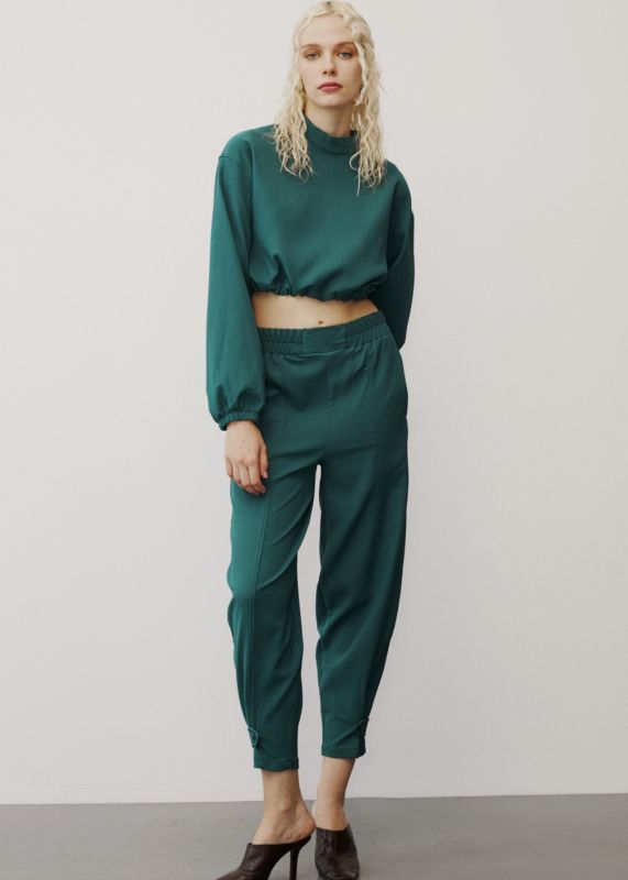 Crop - Baggy Pants with Elastic Waist